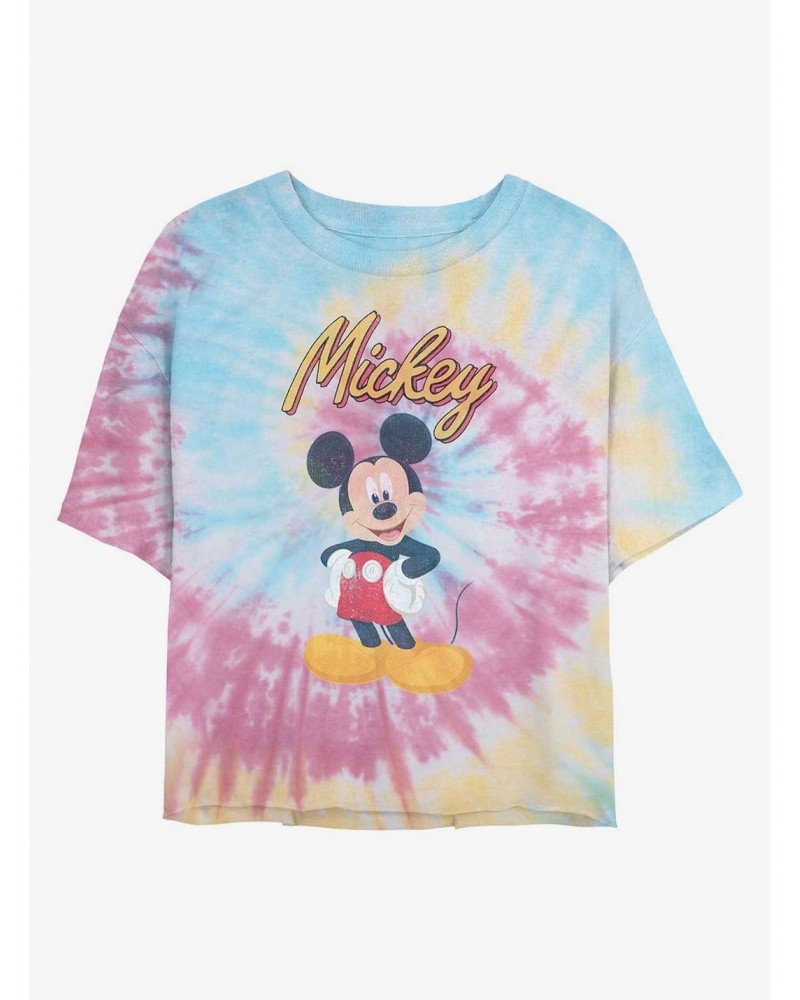 Disney Mickey Mouse Mickey Pose Tie Dye Crop Girls T-Shirt $7.75 T-Shirts