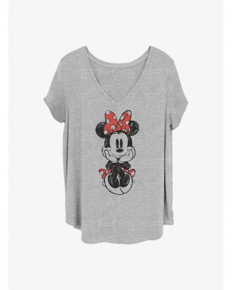 Disney Minnie Mouse Sitting Minnie Sketch Girls T-Shirt Plus Size $7.40 T-Shirts