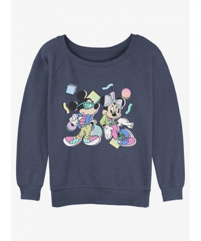 Disney Mickey Mouse 80's Couple Girls Slouchy Sweatshirt $13.87 Sweatshirts