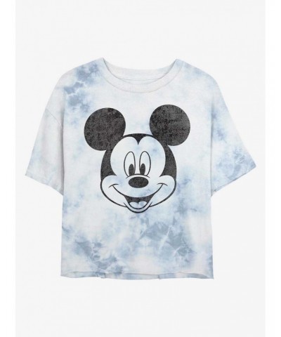 Disney Mickey Mouse Mickey Face Tie-Dye Girls Crop T-Shirt $8.55 T-Shirts