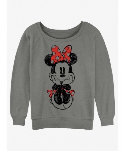 Disney Minnie Mouse Sitting Minnie Sketch Girls Slouchy Sweatshirt $14.17 Sweatshirts