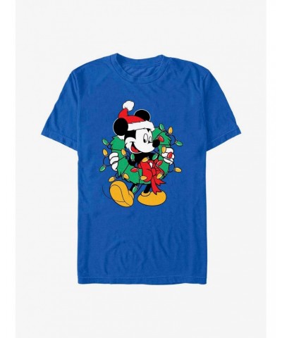 Disney Mickey Mouse Mickey Santa Wreath Lights T-Shirt $8.22 T-Shirts