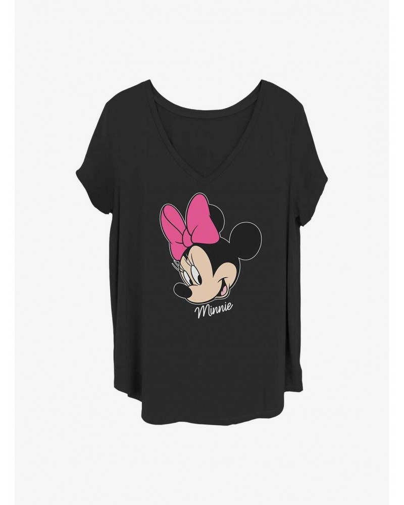 Disney Minnie Mouse Minnie Big Face Girls T-Shirt Plus Size $8.32 T-Shirts