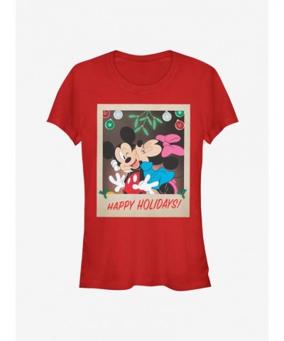 Disney Mickey Mouse And Minnie Mouse Holiday Polaroid Classic Girls T-Shirt $9.56 T-Shirts