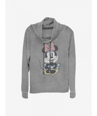 Disney Minnie Mouse Minnie Cute Pose Cowlneck Long-Sleeve Girls Top $14.01 Tops