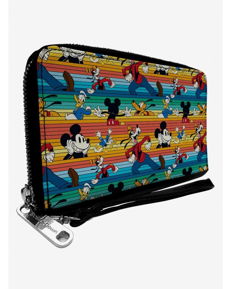 Disney Mickey Mouse And Friends Fab Four Stripe Zip Around Wallet $11.17 Wallets