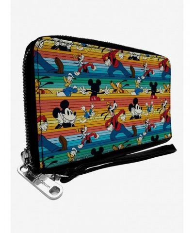 Disney Mickey Mouse And Friends Fab Four Stripe Zip Around Wallet $11.17 Wallets