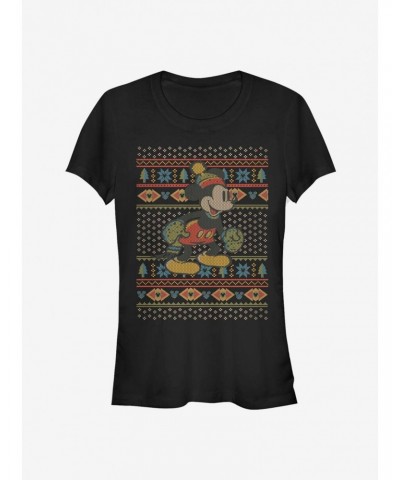 Disney Mickey Mouse Vintage Holiday Sweater Classic Girls T-Shirt $6.77 T-Shirts