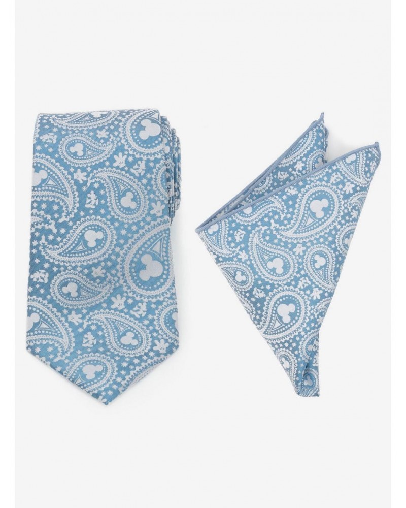 Disney Mickey Mouse Teal Paisley Necktie and Pocket Square Set $36.22 Square Set