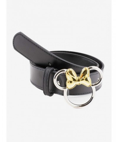 Disney Minnie Mouse Figural Silver and Gold Buckle Vegan Leather Belt $8.17 Belts