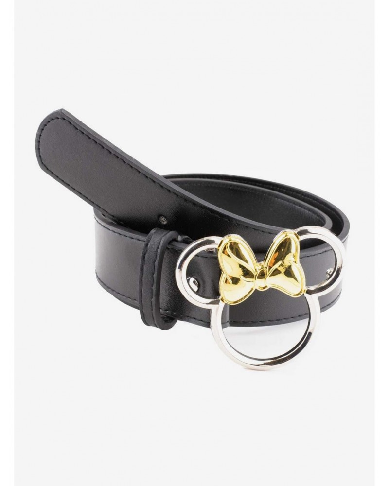 Disney Minnie Mouse Figural Silver and Gold Buckle Vegan Leather Belt $8.17 Belts