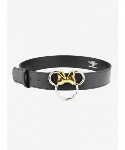 Disney Minnie Mouse Figural Silver and Gold Buckle Vegan Leather Belt $8.17 Belts