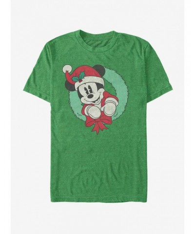 Disney Mickey Mouse Holiday Vintage Mickey Wreath T-Shirt $7.46 T-Shirts