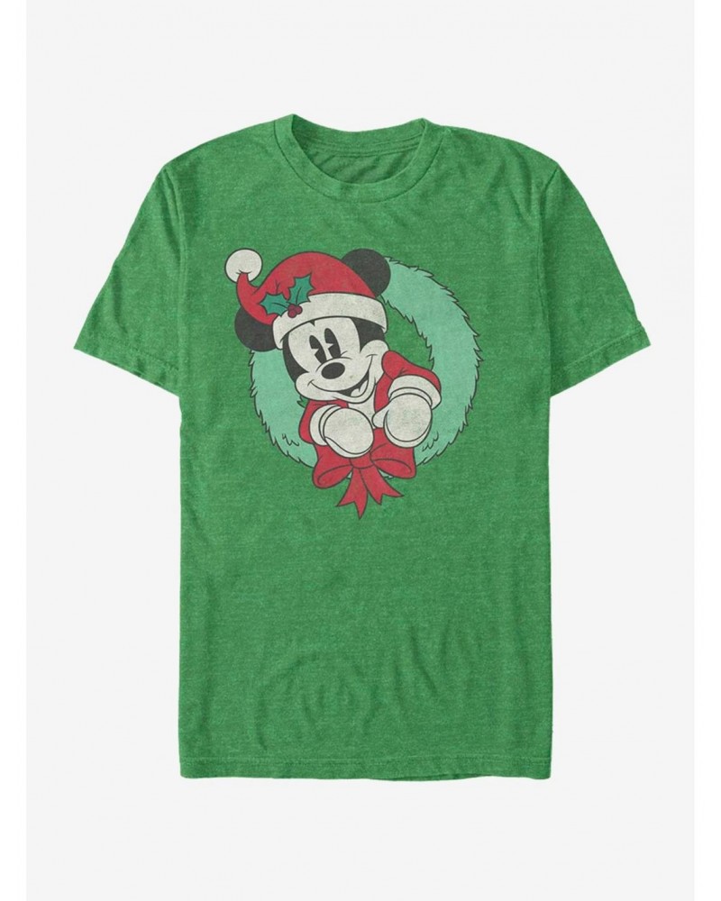 Disney Mickey Mouse Holiday Vintage Mickey Wreath T-Shirt $7.46 T-Shirts