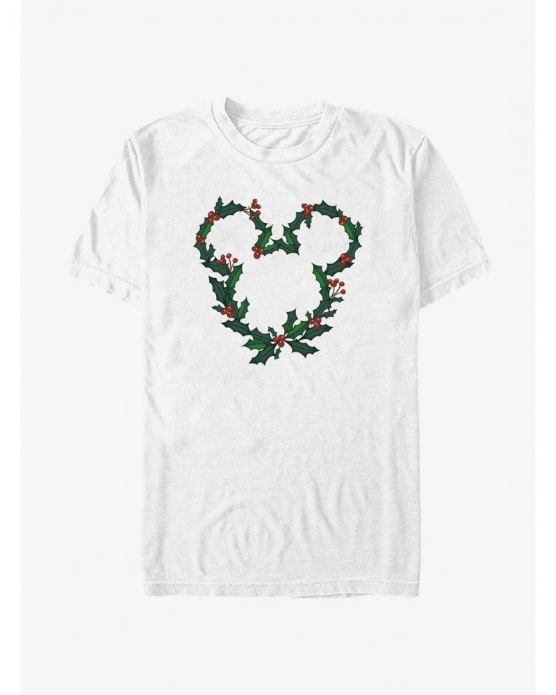 Disney Mickey Mouse Mistletoe Wreath Ears T-Shirt $8.41 T-Shirts