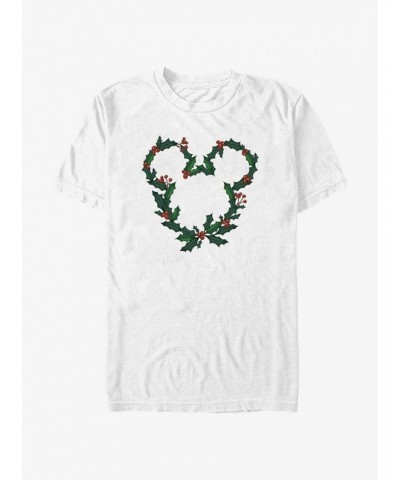 Disney Mickey Mouse Mistletoe Wreath Ears T-Shirt $8.41 T-Shirts