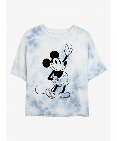 Disney Mickey Mouse Peace Out Tie-Dye Girls Crop T-Shirt $9.94 T-Shirts