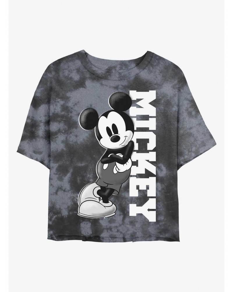 Disney Mickey Mouse Mickey Lean Tie-Dye Girls Crop T-Shirt $10.40 T-Shirts