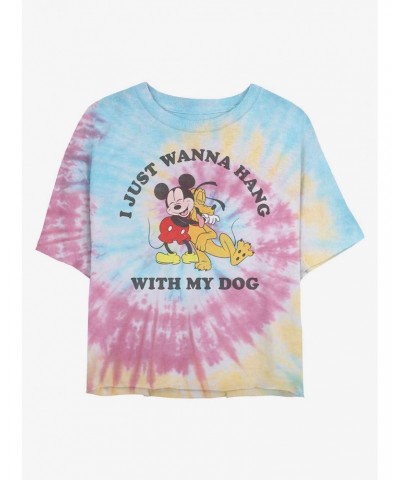 Disney Mickey Mouse Dog Lover Tie Dye Crop Girls T-Shirt $7.75 T-Shirts