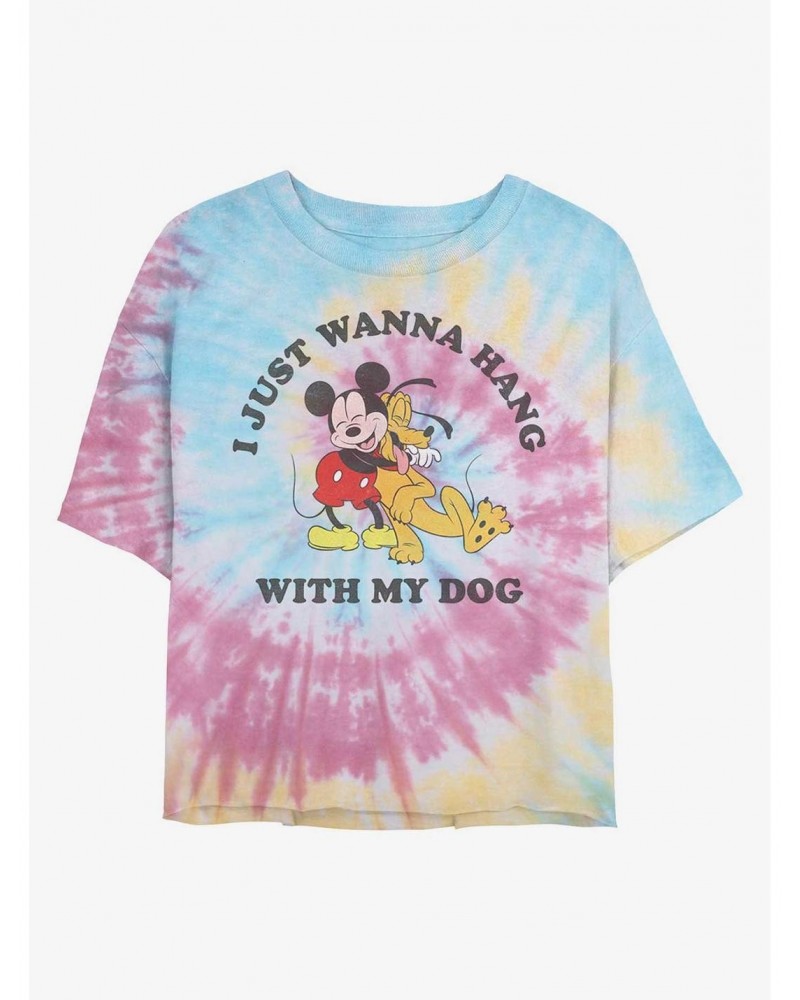 Disney Mickey Mouse Dog Lover Tie Dye Crop Girls T-Shirt $7.75 T-Shirts