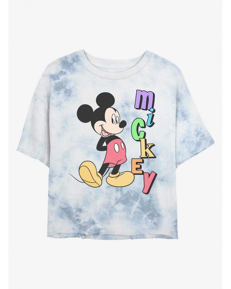 Disney Mickey Mouse Mickey Name Tie-Dye Girls Crop T-Shirt $8.79 T-Shirts