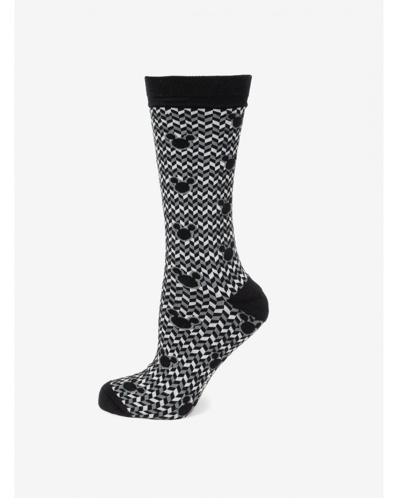 Disney Mickey Mouse Silhouette Chevron Black Men's Socks $9.75 Socks