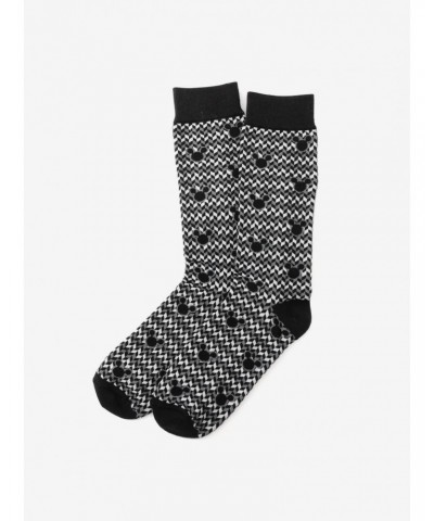 Disney Mickey Mouse Silhouette Chevron Black Men's Socks $9.75 Socks