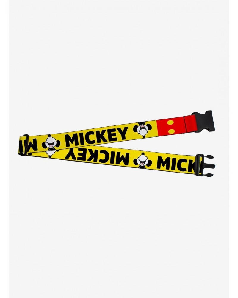 Disney Mickey Smiling Up Pose Flip Buttons Yellow Black Red Luggage Strap $10.03 Luggage Strap