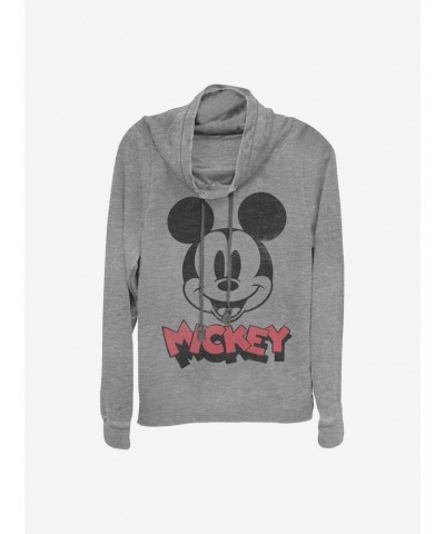 Disney Mickey Mouse Heads Up Cowlneck Long-Sleeve Girls Top $15.80 Tops