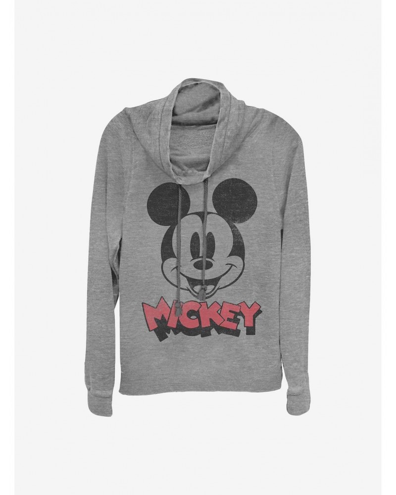 Disney Mickey Mouse Heads Up Cowlneck Long-Sleeve Girls Top $15.80 Tops