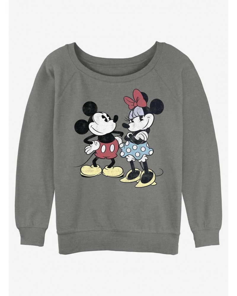 Disney Mickey Mouse Retro Couple Girls Slouchy Sweatshirt $10.33 Sweatshirts