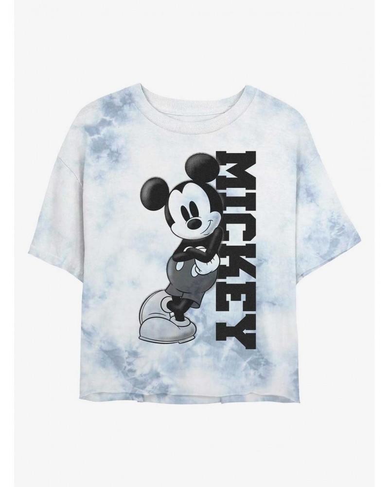 Disney Mickey Mouse Mickey Lean Tie-Dye Girls Crop T-Shirt $9.48 T-Shirts