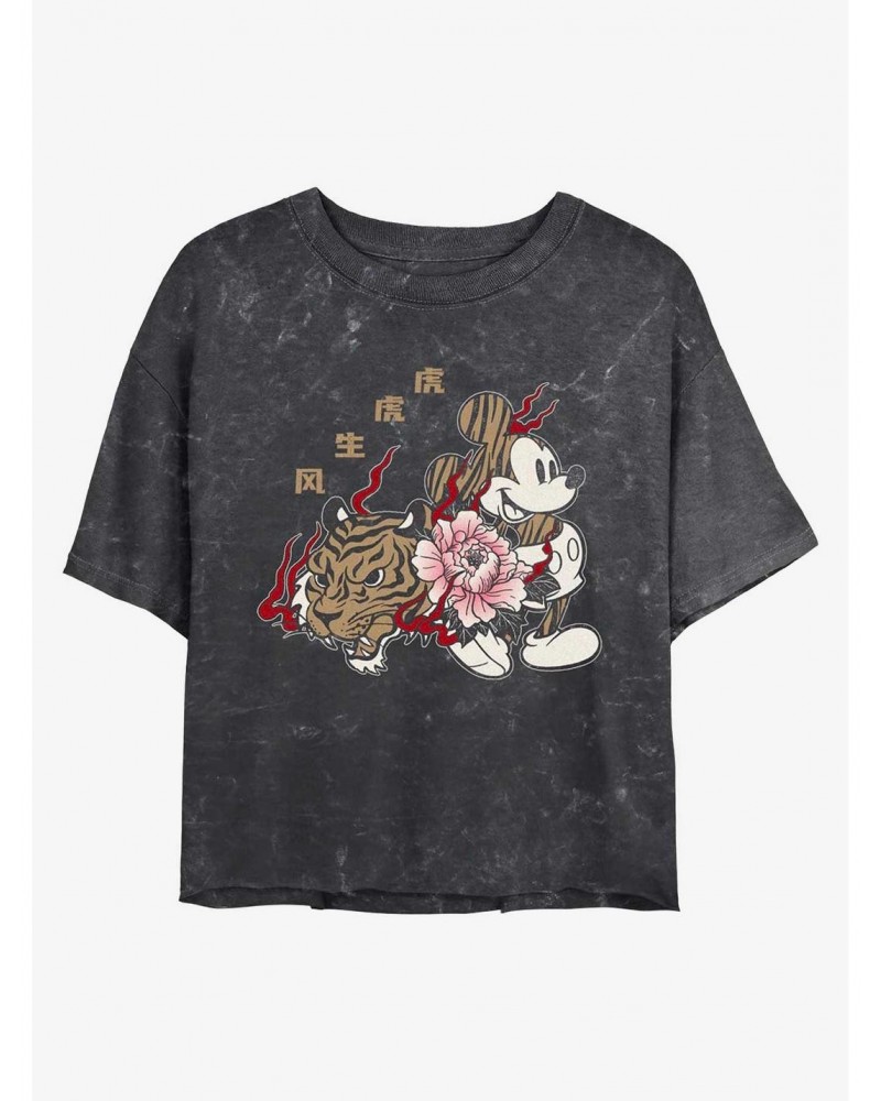 Disney Mickey Mouse New Year Mickey Mineral Wash Crop Girls T-Shirt $9.71 T-Shirts