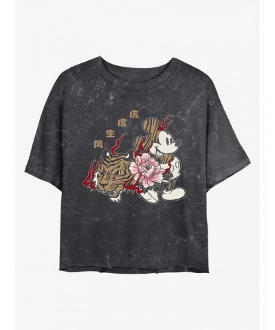 Disney Mickey Mouse New Year Mickey Mineral Wash Crop Girls T-Shirt $9.71 T-Shirts