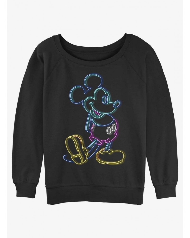 Disney Mickey Mouse Neon Mickey Girls Slouchy Sweatshirt $12.99 Sweatshirts