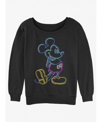 Disney Mickey Mouse Neon Mickey Girls Slouchy Sweatshirt $12.99 Sweatshirts