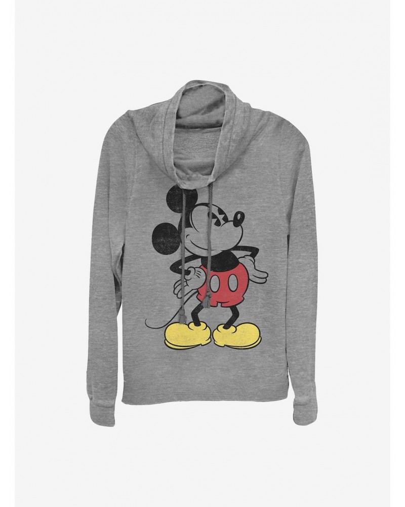 Disney Mickey Mouse Classic Vintage Mickey Cowlneck Long-Sleeve Girls Top $15.45 Tops