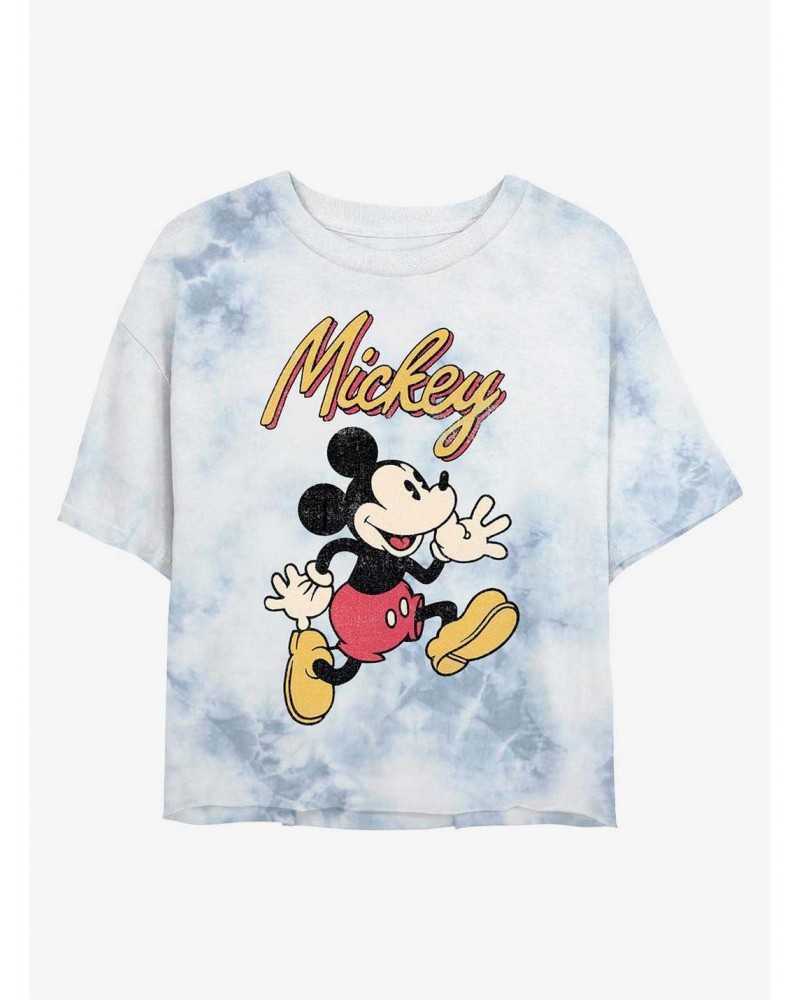 Disney Mickey Mouse Vintage Mickey Tie-Dye Girls Crop T-Shirt $11.33 T-Shirts