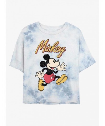 Disney Mickey Mouse Vintage Mickey Tie-Dye Girls Crop T-Shirt $11.33 T-Shirts