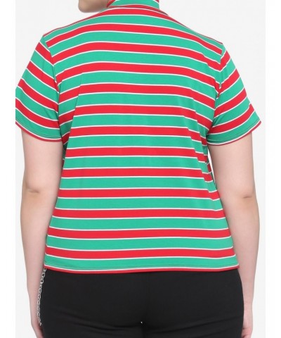 Disney Holiday Stripe Mock Neck Girls T-Shirt Plus Size $6.88 T-Shirts