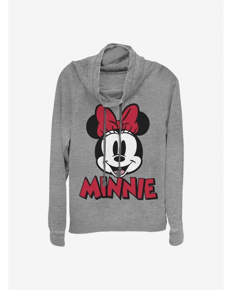 Disney Minnie Mouse Minnie Bold Patch Cowlneck Long-Sleeve Girls Top $15.09 Tops